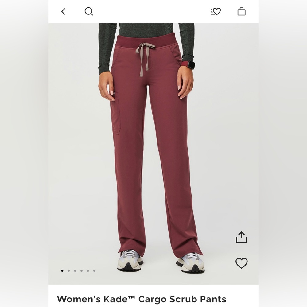 Figs Kade Cargo scrub pants in Dark Cherry size XS petite (height up to 5’5)